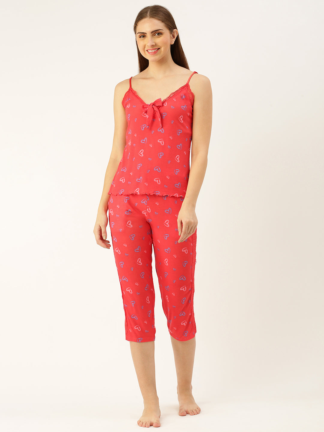 Conversational Printed Shoulder Straps Night suit