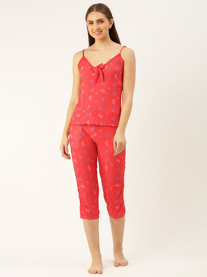 Conversational Printed Shoulder Straps Night suit