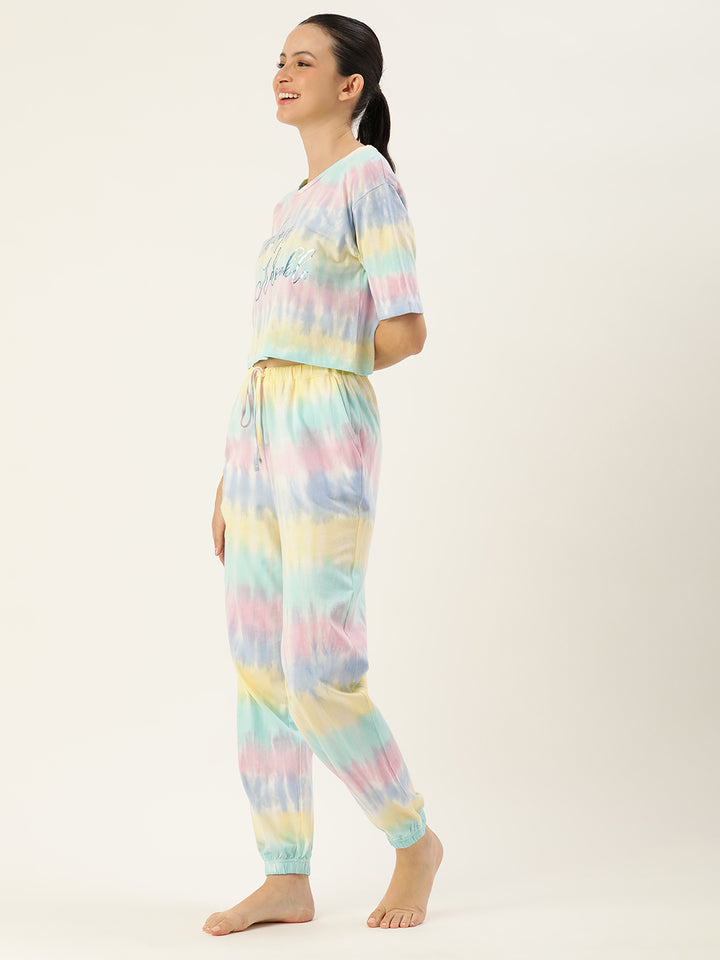 Tie & Dyed Printed Pure Cotton Night suit