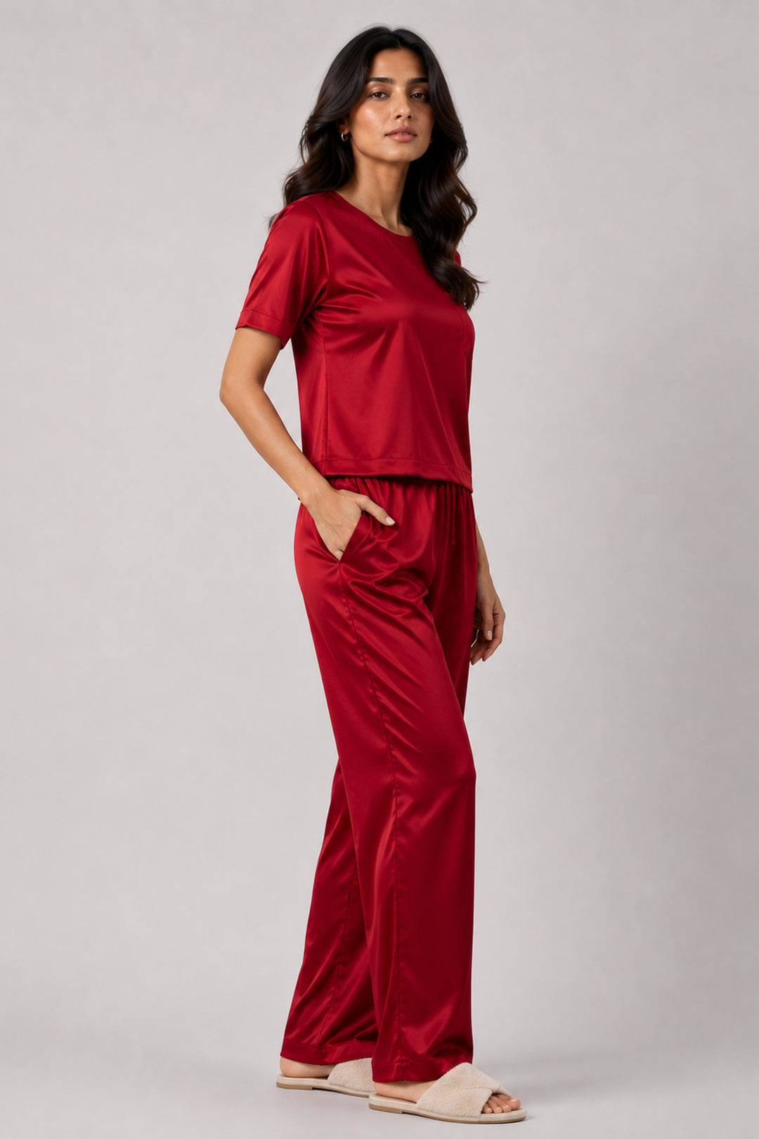 Berry Blush Half Sleeve PJ Set Wiith Pocket