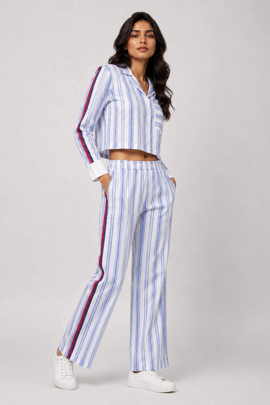 Urban Stripe Blue Cotton Co-ord