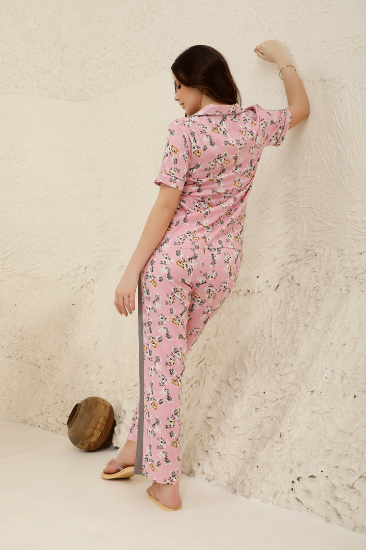 Pillow Talks Pink Blossom Pyjama Tops for Women