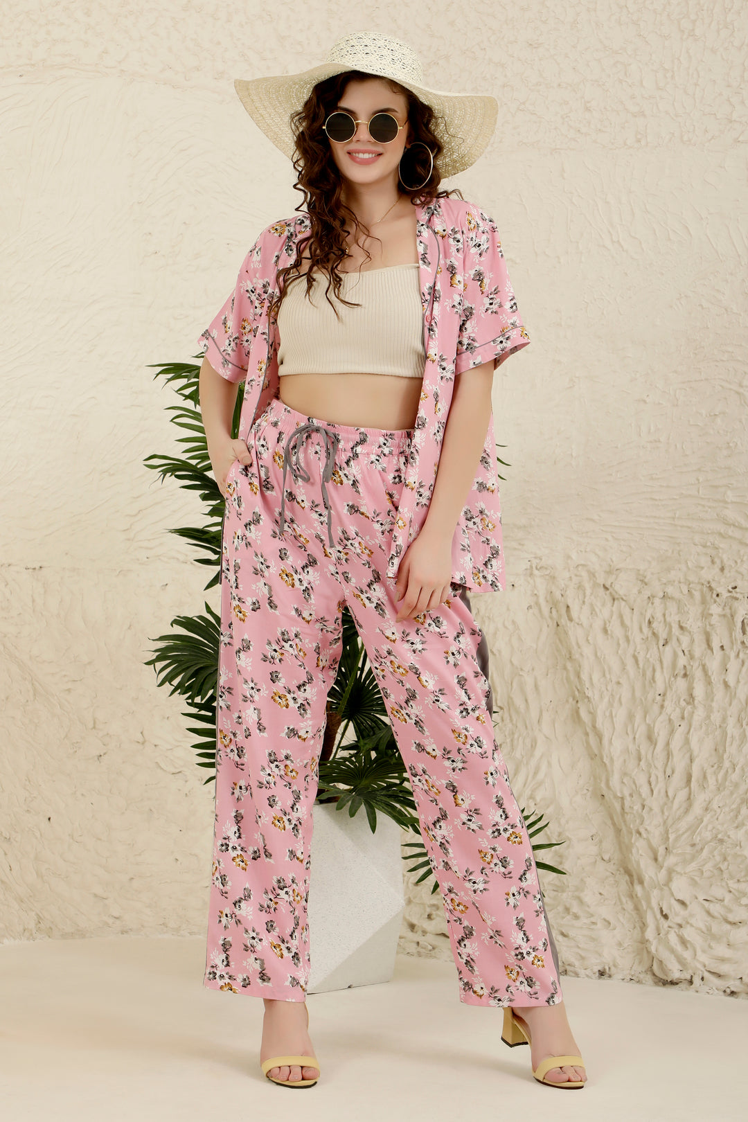 Pillow Talks Pink Blossom Pyjama Tops for Women