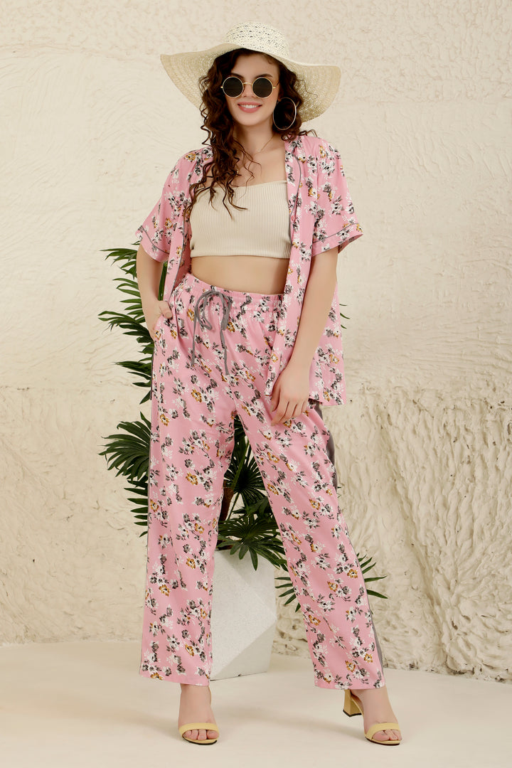 Pillow Talks Pink Blossom Pyjama Tops for Women