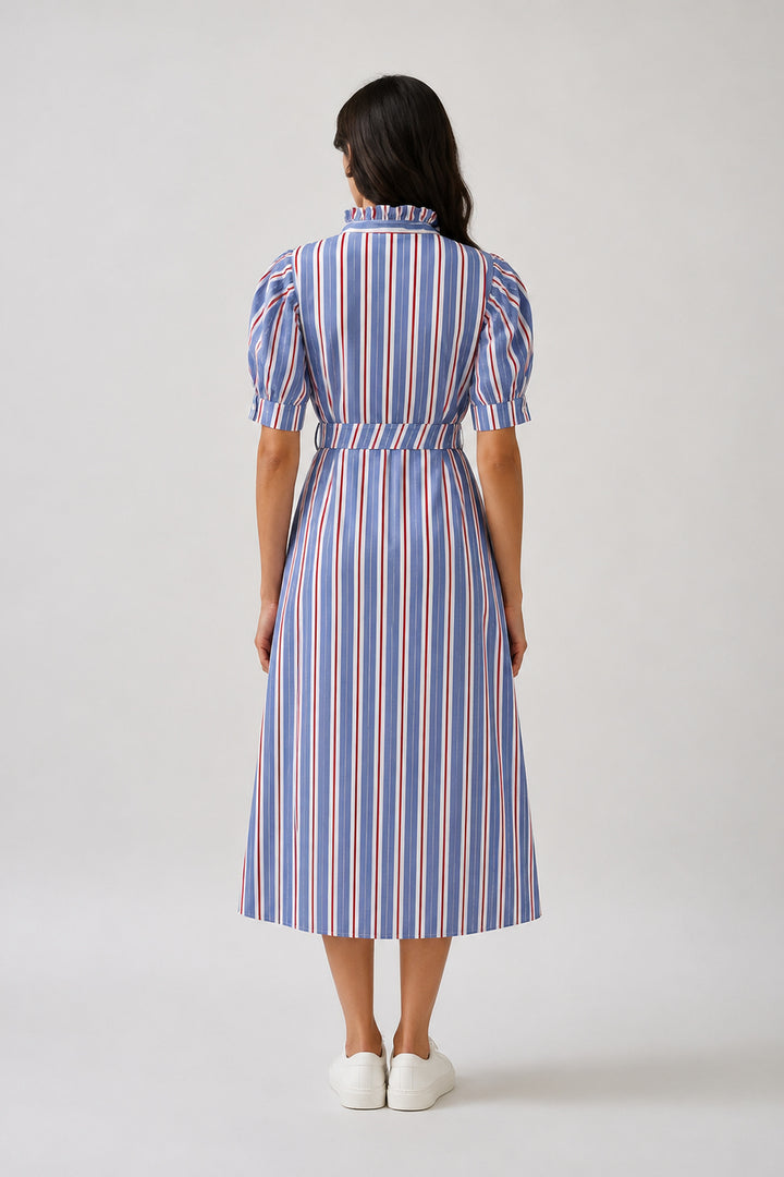 Rustic Elegance Cotton stripe  Dress