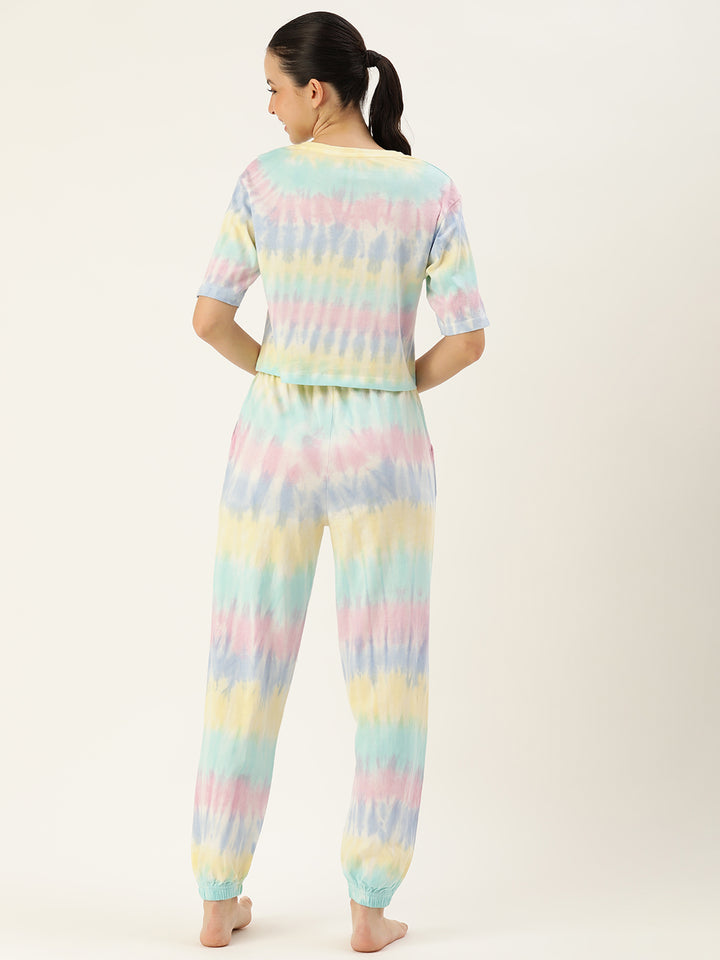 Tie & Dyed Printed Pure Cotton Night suit