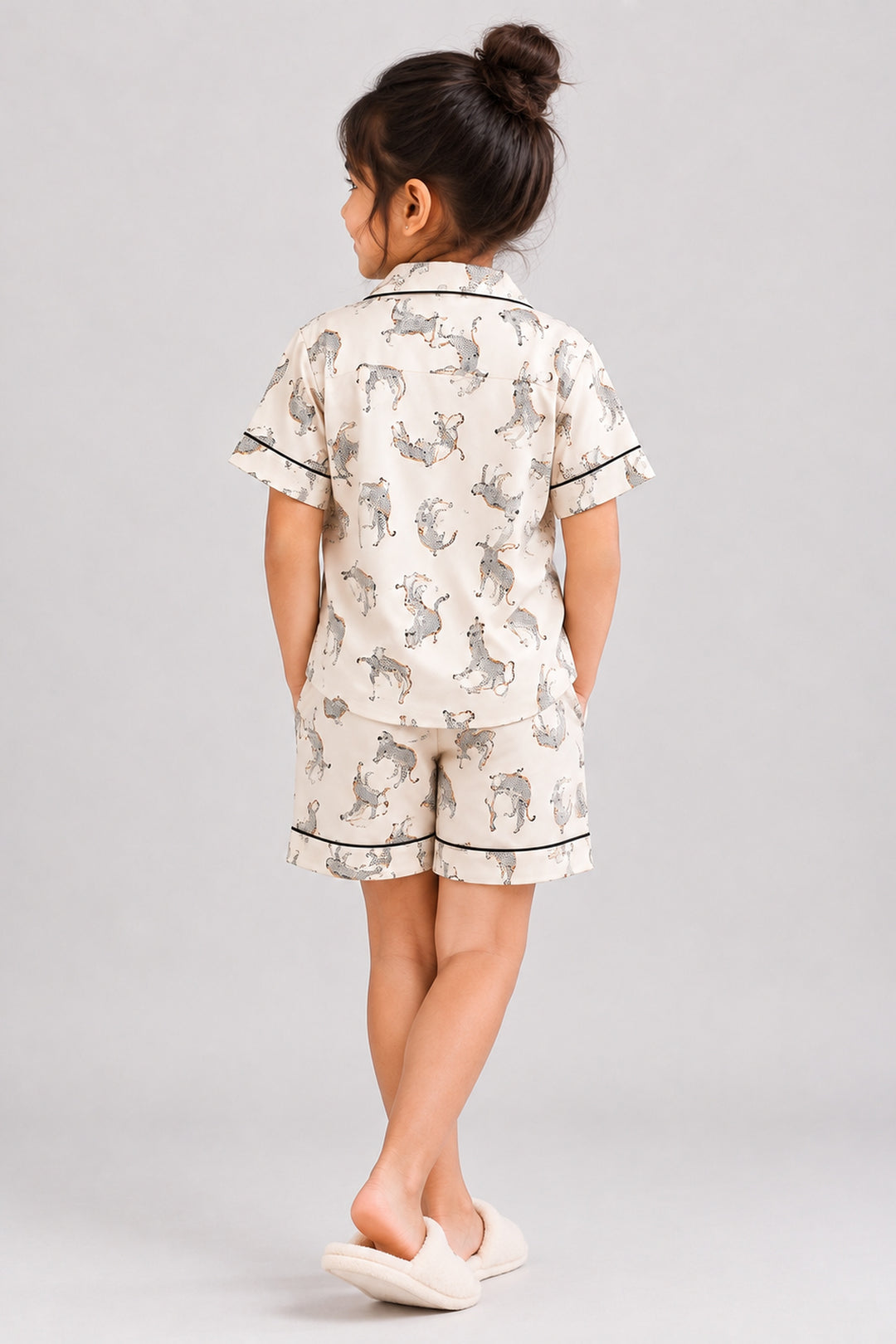 Wild Elegance Kids Collared Short Set in Japan Satin