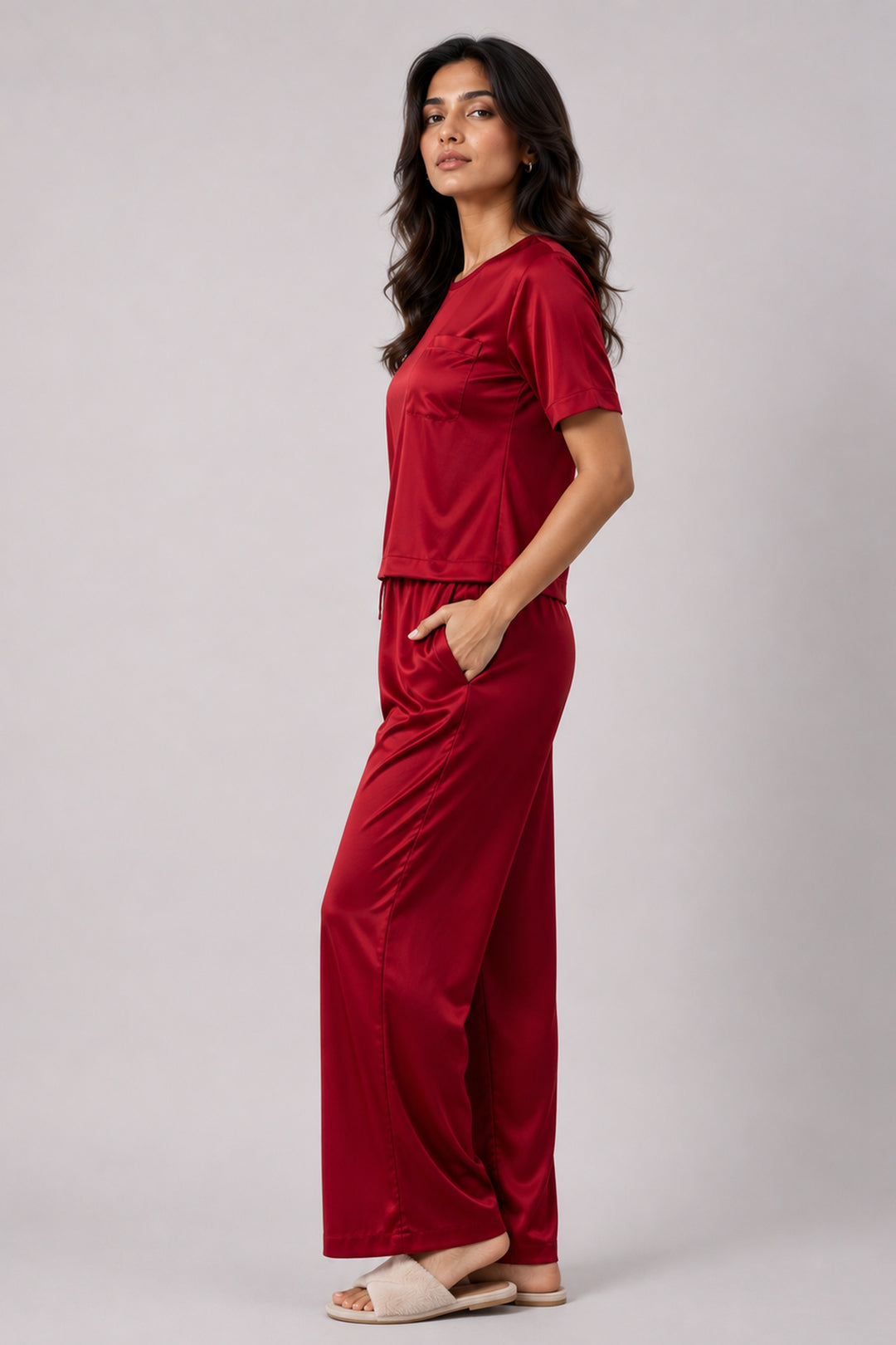 Berry Blush Half Sleeve PJ Set Wiith Pocket