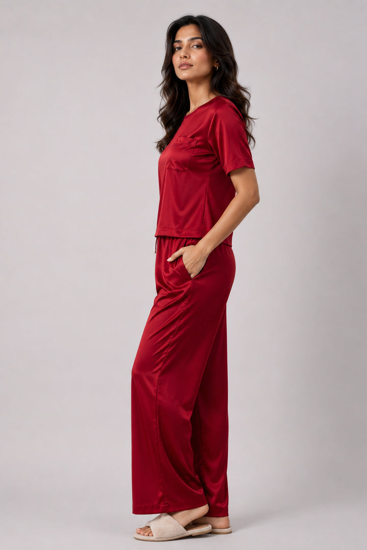 Berry Blush Half Sleeve PJ Set Wiith Pocket