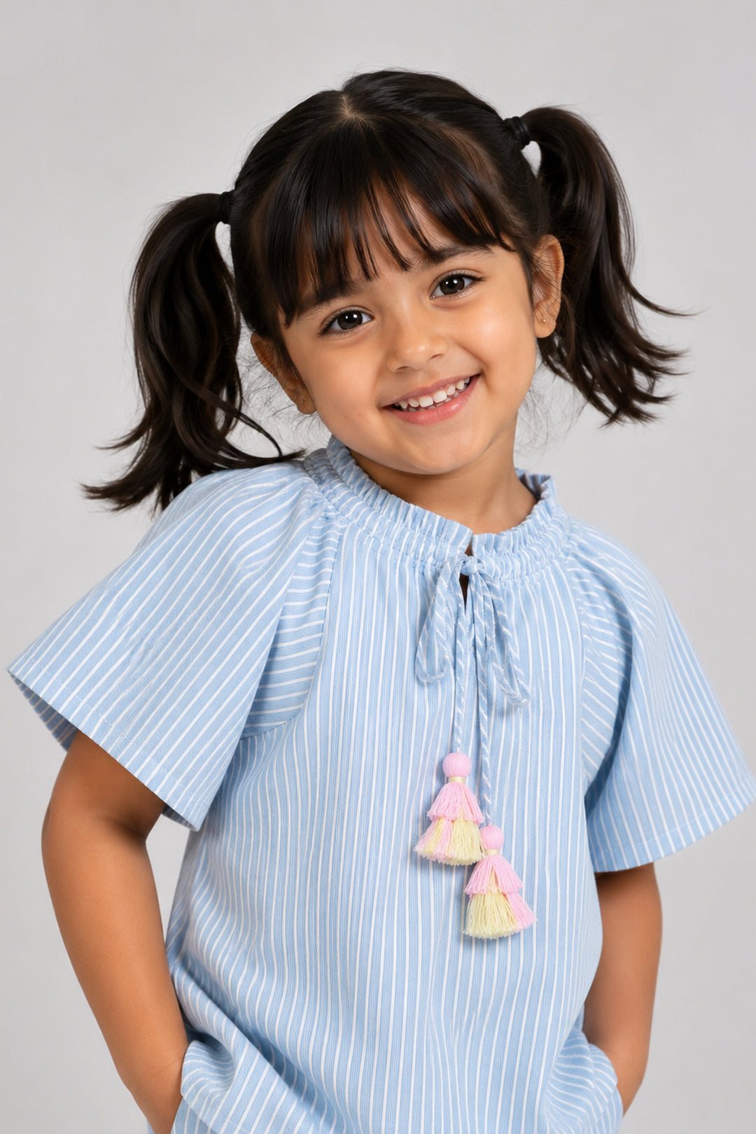 Urban Breeze Dusty Blue Stripe Kids Short Set