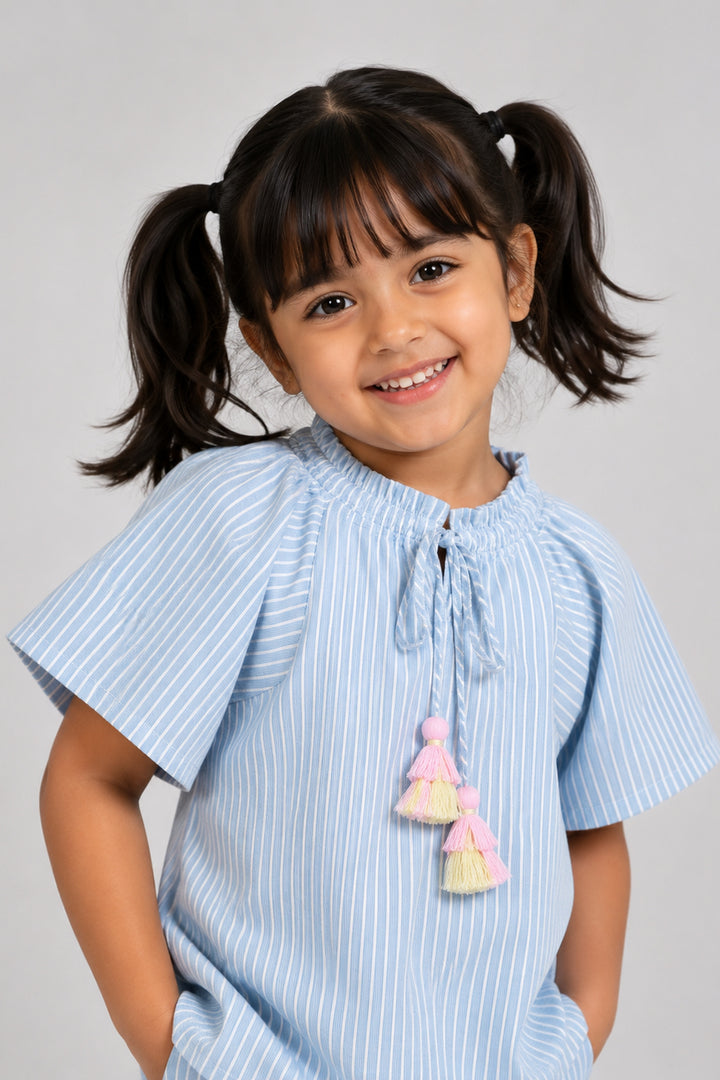 Urban Breeze Dusty Blue Stripe Kids Short Set