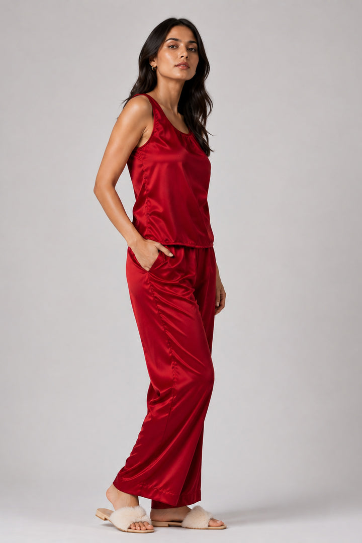 Berry Blush Sleeveless PJ Set With Pocket