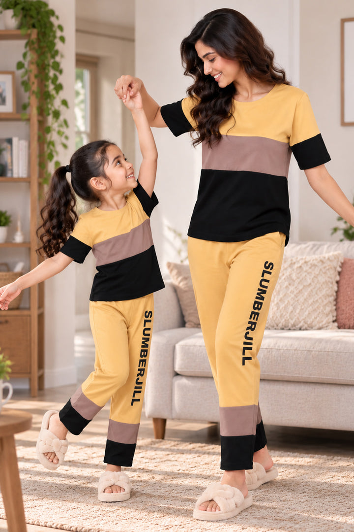 Mom & Me - Bumblebee Dreams, Slumber Everyday Mom & Kids Cotton Coord Set