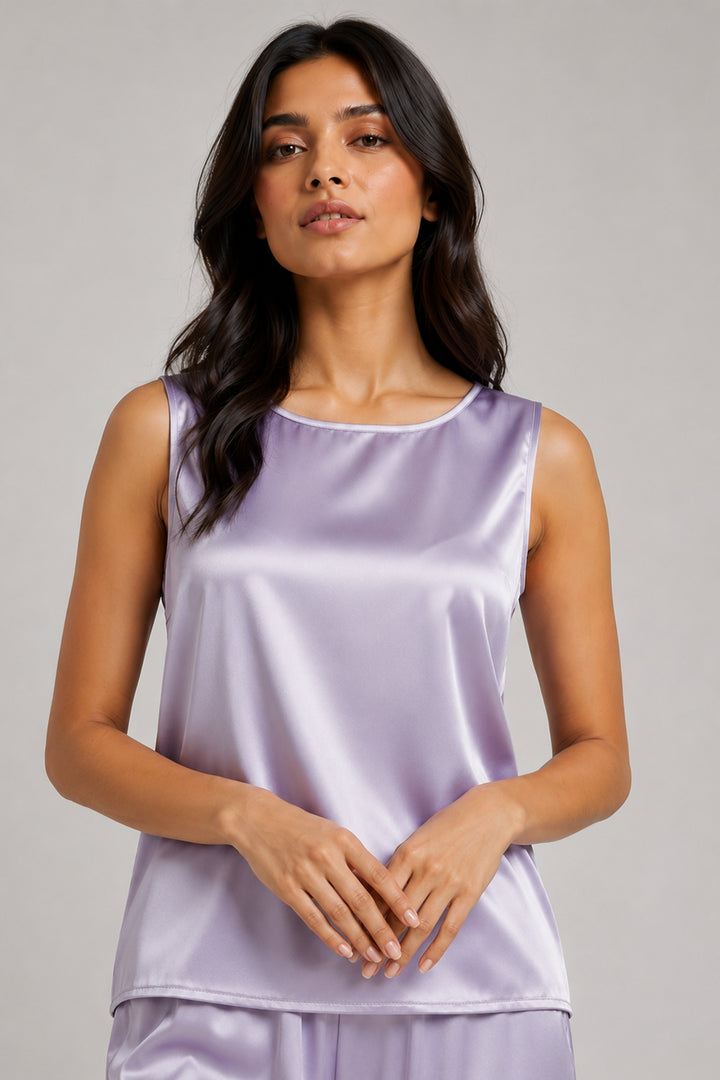Lilac Haze Bloom Sleeveless  PJ Set With Pocket