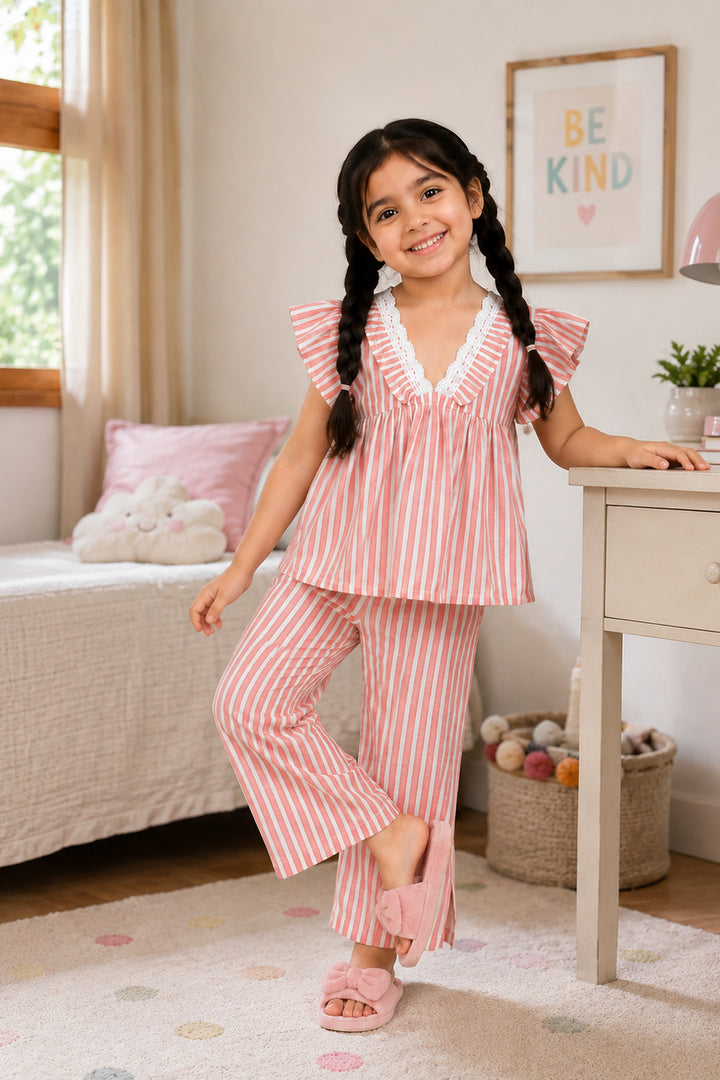 Everyday Elegance Coral Stripe Kids Sleep Set