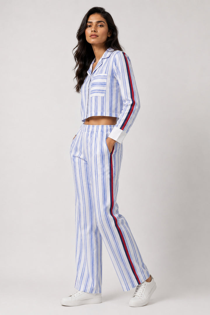 Urban Stripe Blue Cotton Co-ord