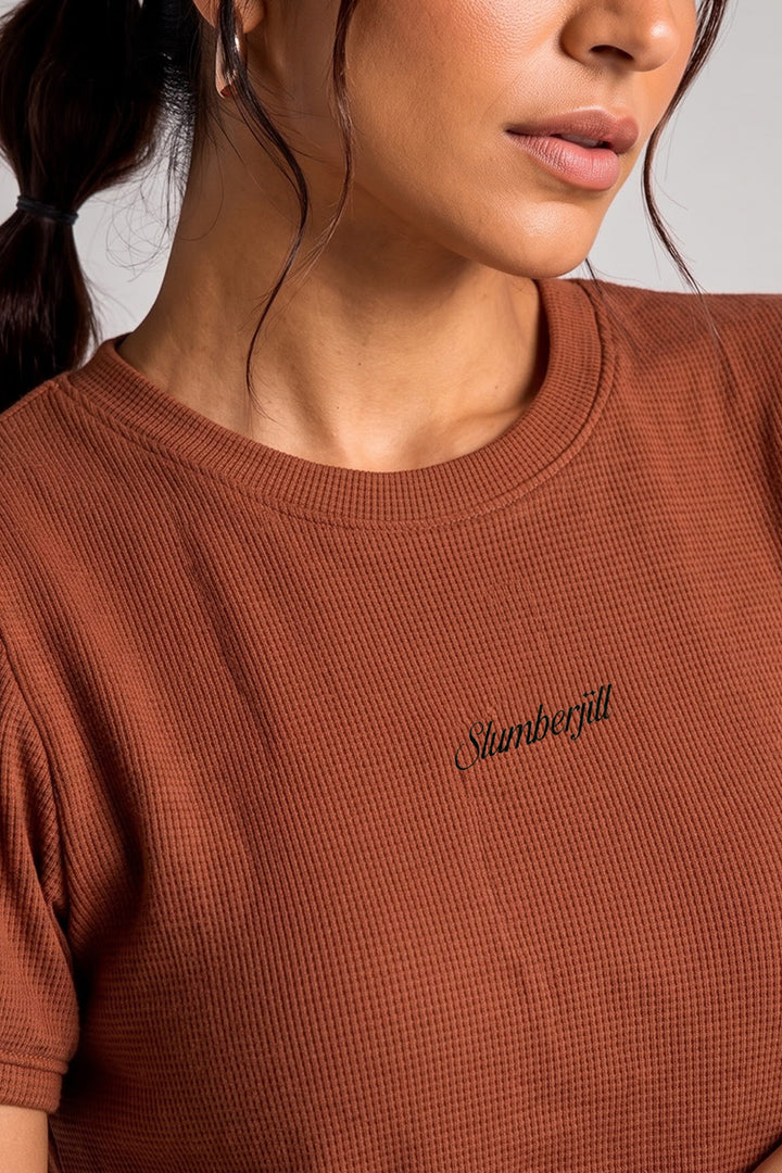 Mocha Bisque Waffle Knit Walk & Snooze Set