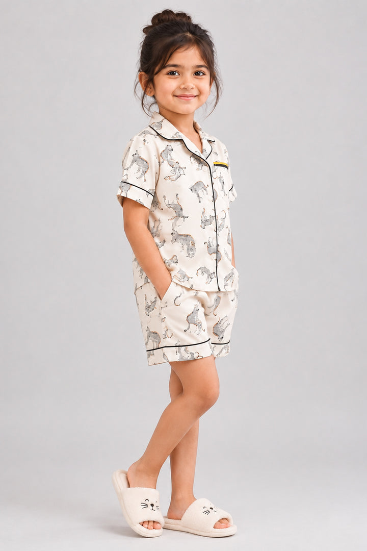 Wild Elegance Kids Collared Short Set in Japan Satin