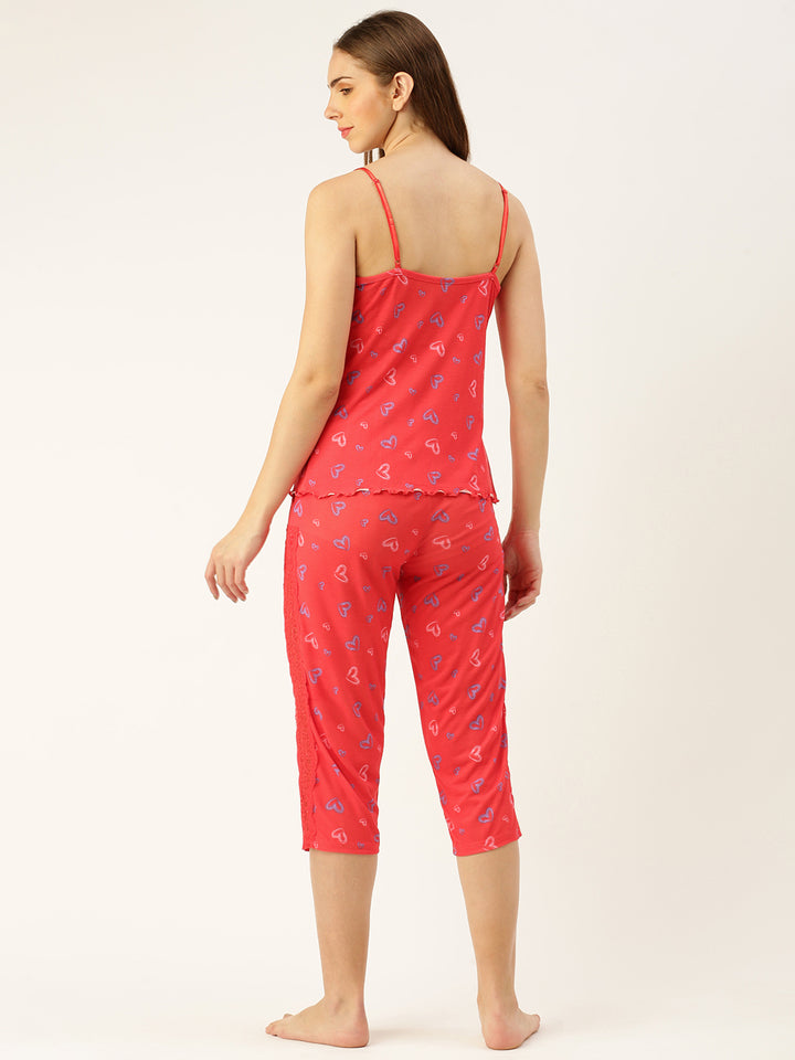 Conversational Printed Shoulder Straps Night suit