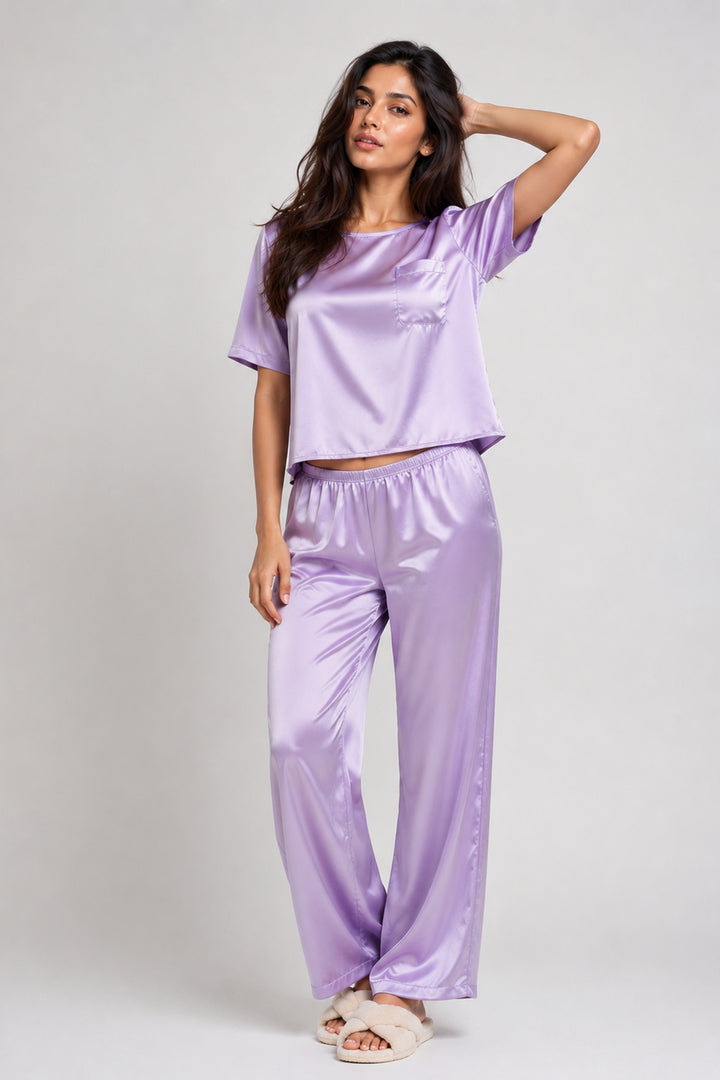 Lilac Haze  Bloom Half Sleeve PJ Set With Pocket