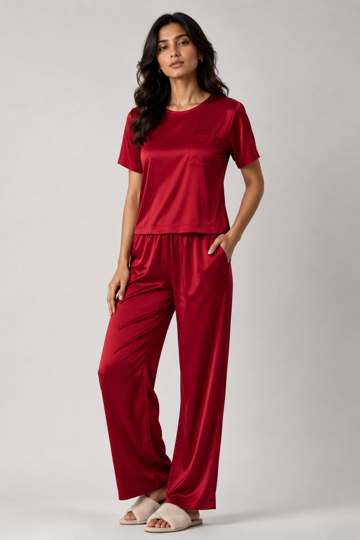 Berry Blush Half Sleeve PJ Set Wiith Pocket