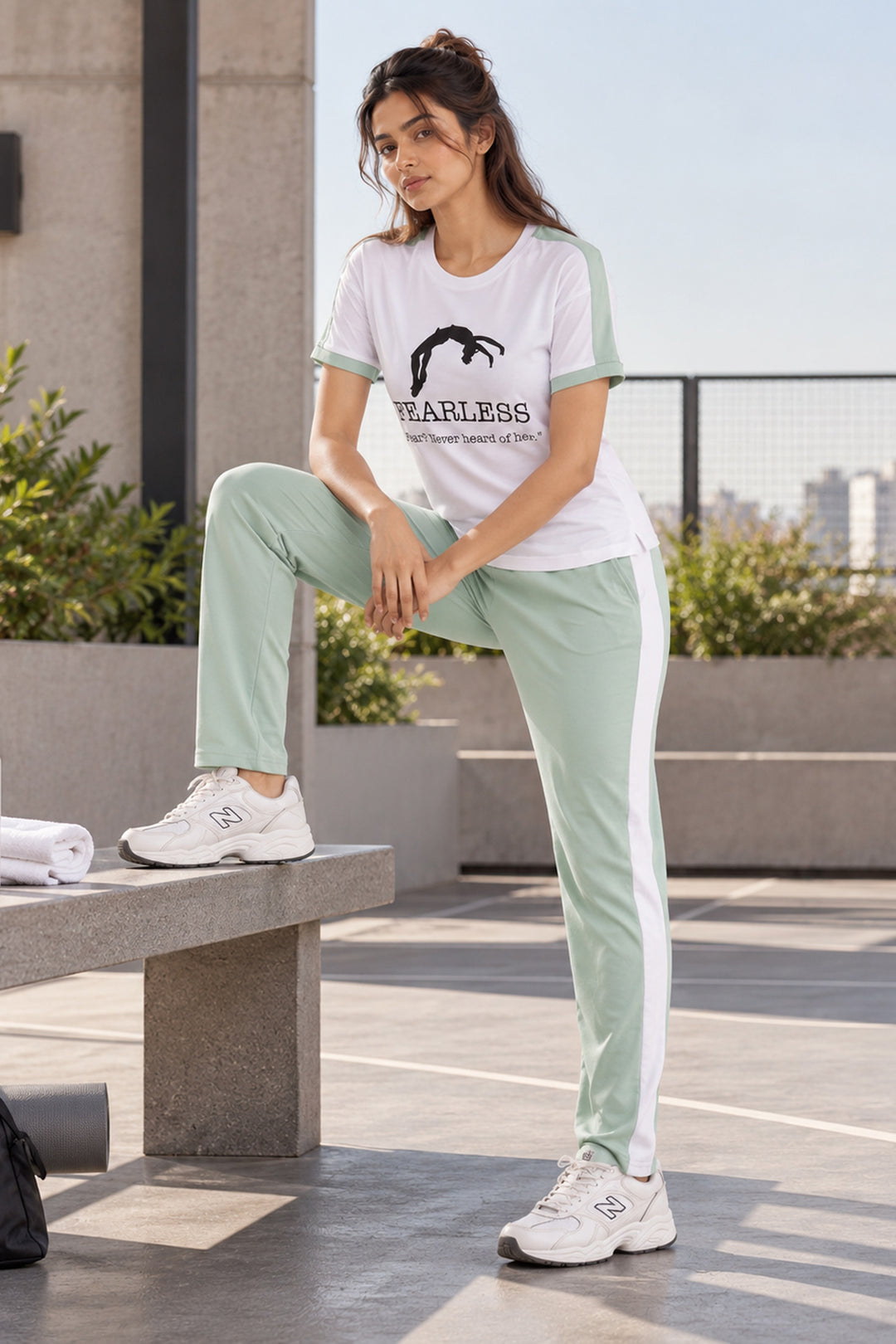 Slumber Jill Active Comfort Pastel Green Cotton Jersey Coord Set