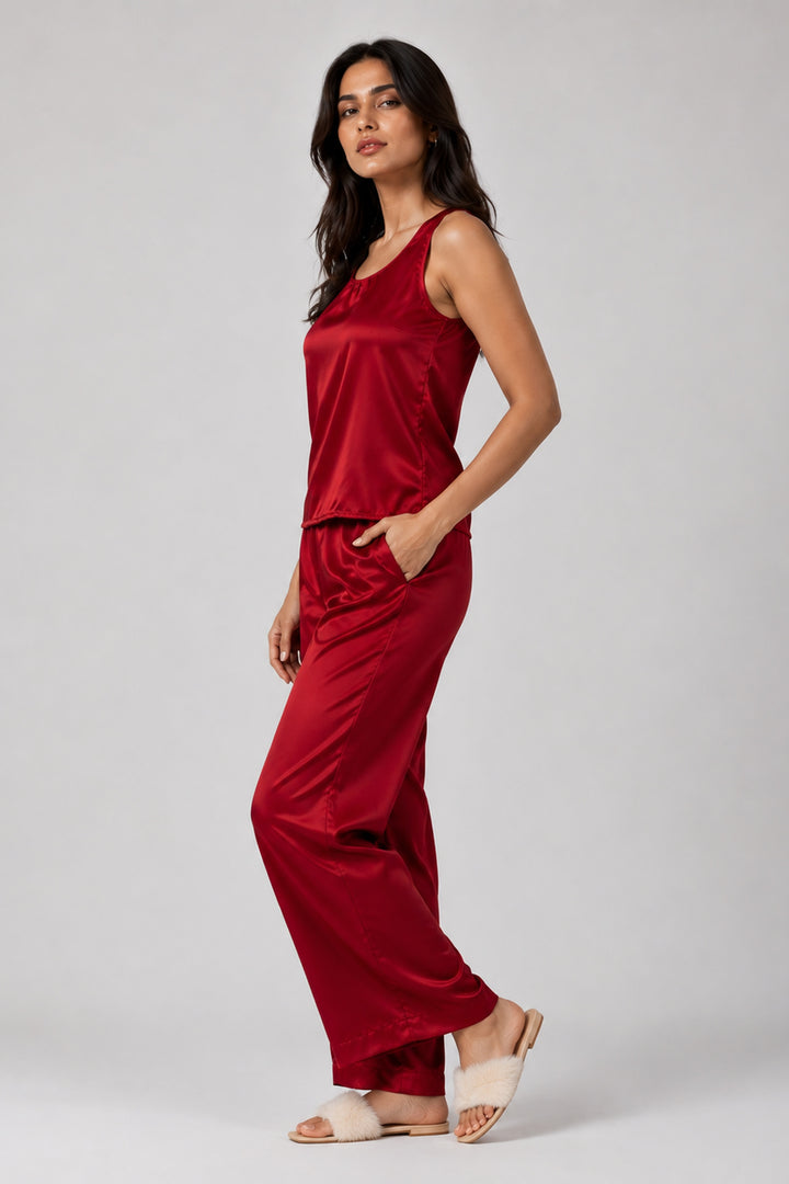 Berry Blush Sleeveless PJ Set With Pocket