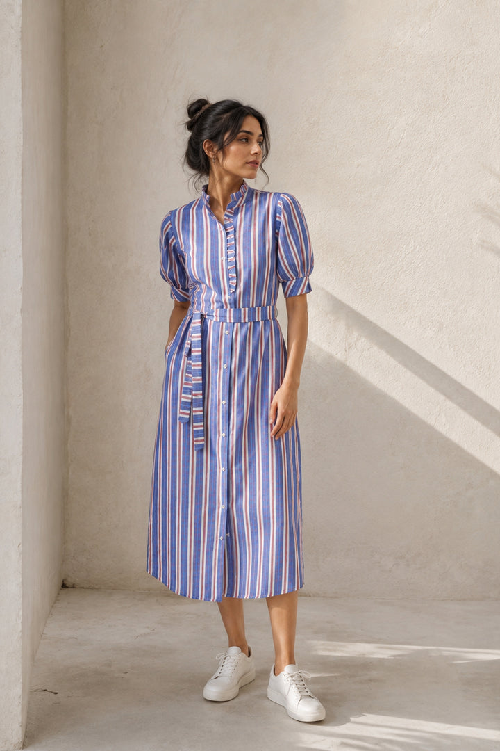 Rustic Elegance Cotton stripe  Dress
