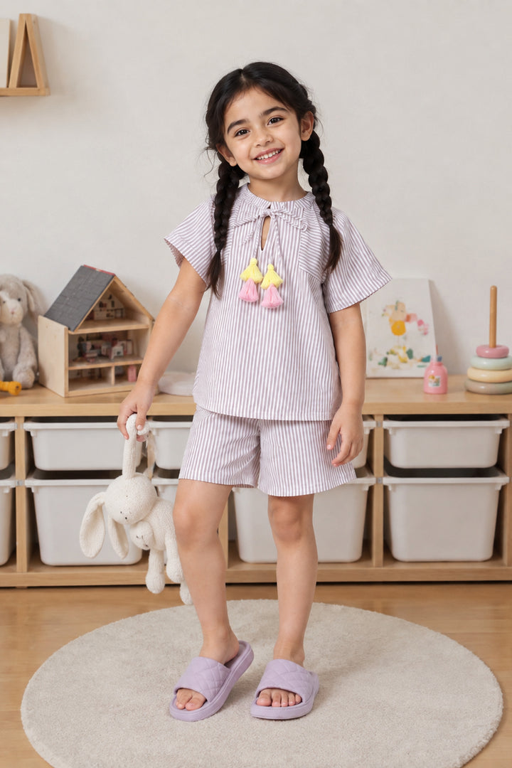 Urban Breeze Mocha Stripe Kids Short Set