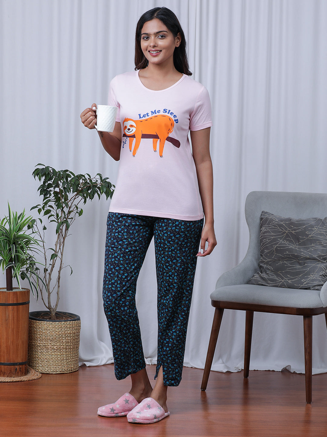 Graphic Printed Pure Cotton Night Suit