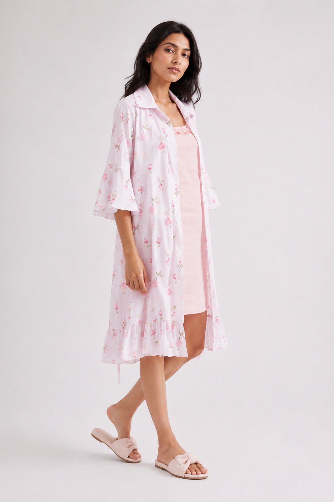 Floral grace night dress and robe set