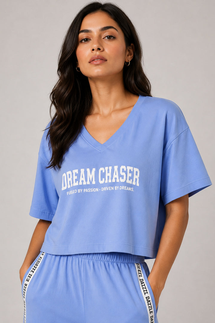 Dream Chaser Powder Blue Cotton Co-ord Set