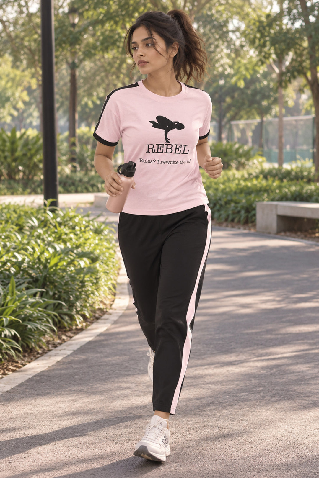 Slumber Jill Active Comfort Black & Pink Cotton Jersey Coord Set