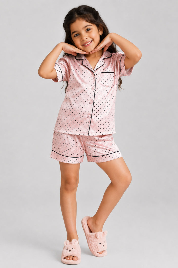 Sweet Blush Kids Collared Short Set in Japan Satin