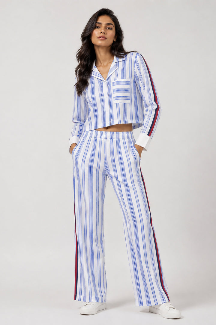 Urban Stripe Blue Cotton Co-ord