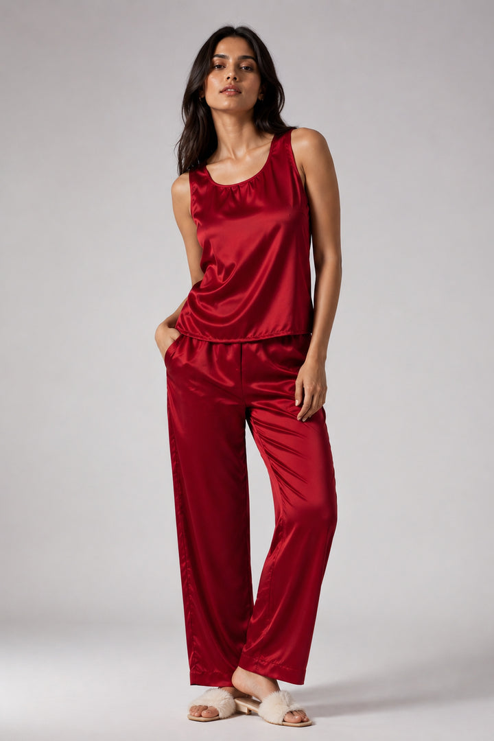 Berry Blush Sleeveless PJ Set With Pocket