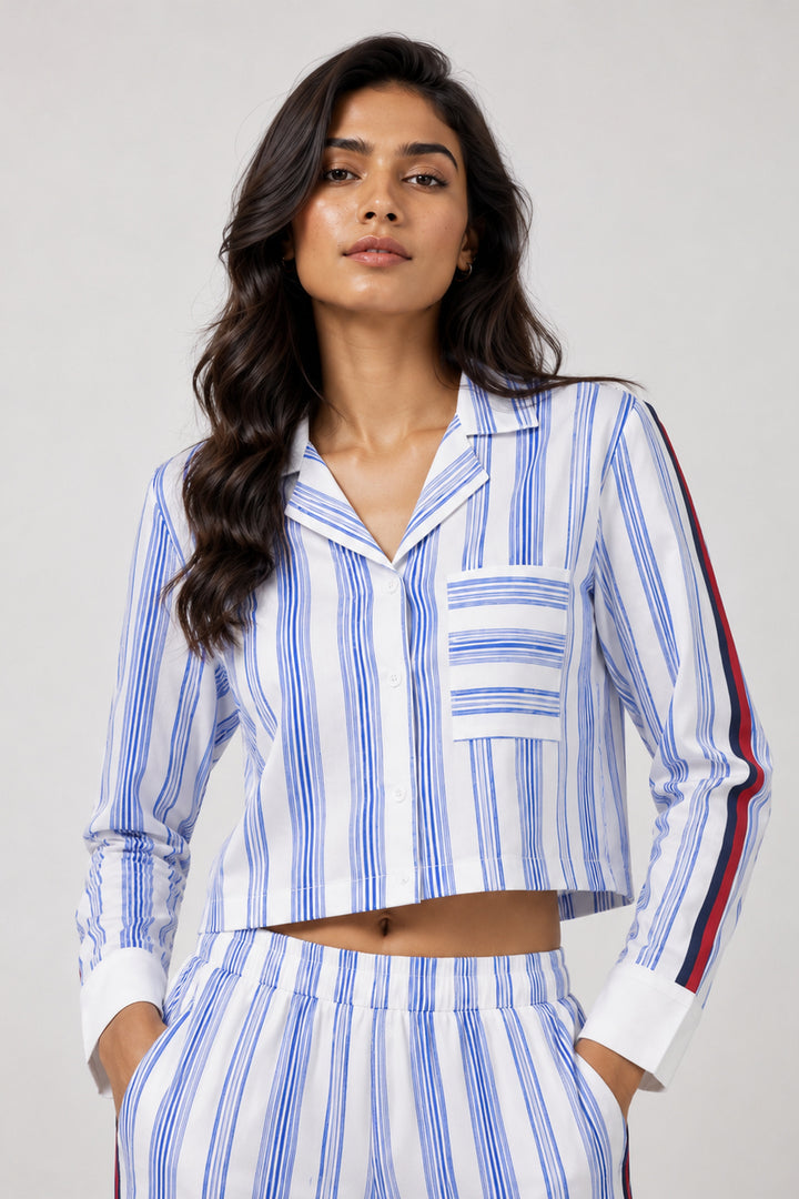 Urban Stripe Blue Cotton Co-ord