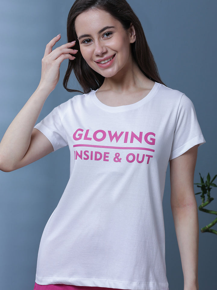 Typography Printed Pure Cotton Night Suit