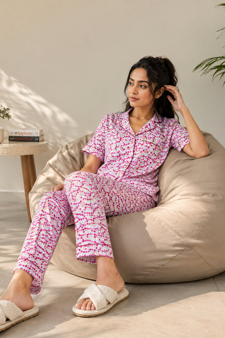Cherry Crush Button Down PJ Set in Japan Satin