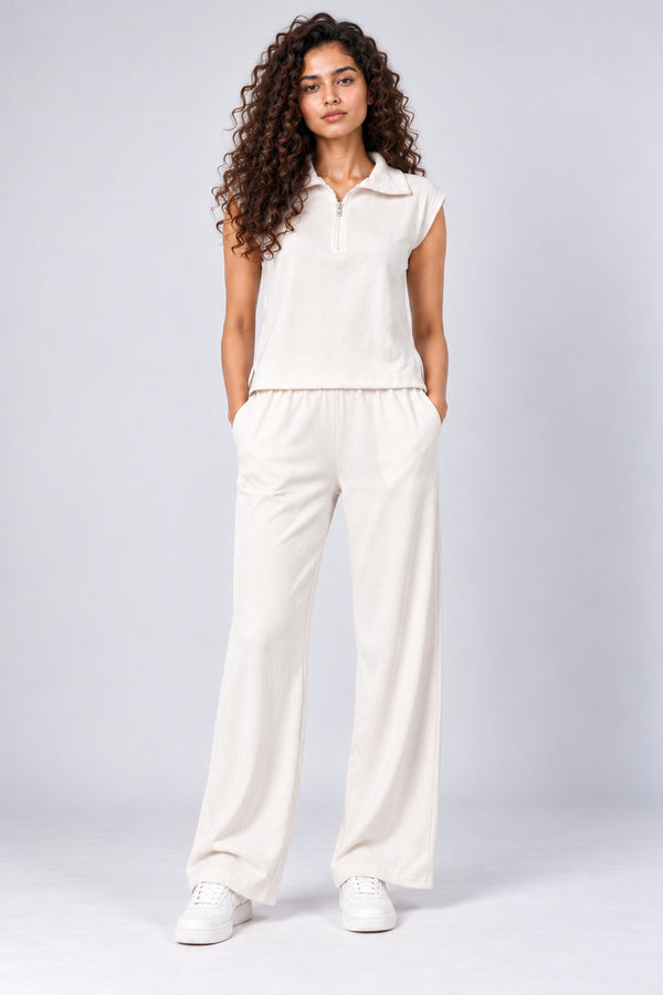 Corelight  Zip Up White Lounge Set