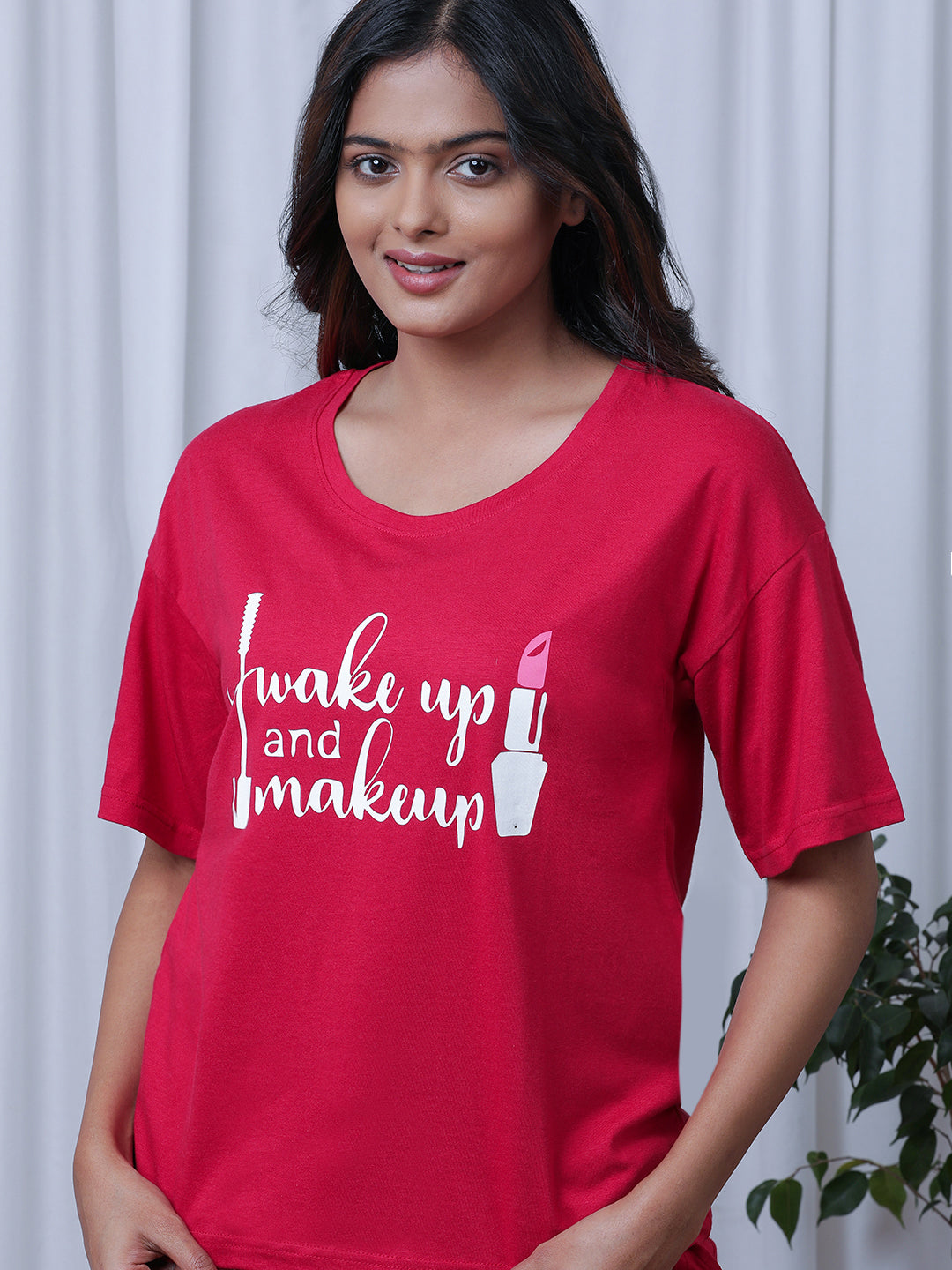 Typography Printed Pure Cotton Night Suit