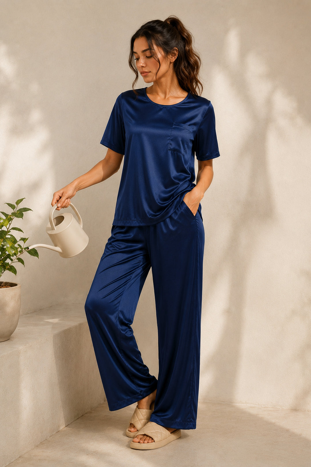 Midnight Sky  Half Sleeve PJ Set With Pocket