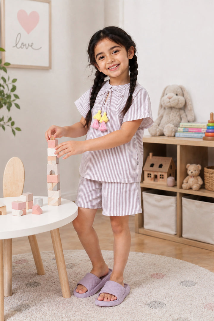 Urban Breeze Mocha Stripe Kids Short Set