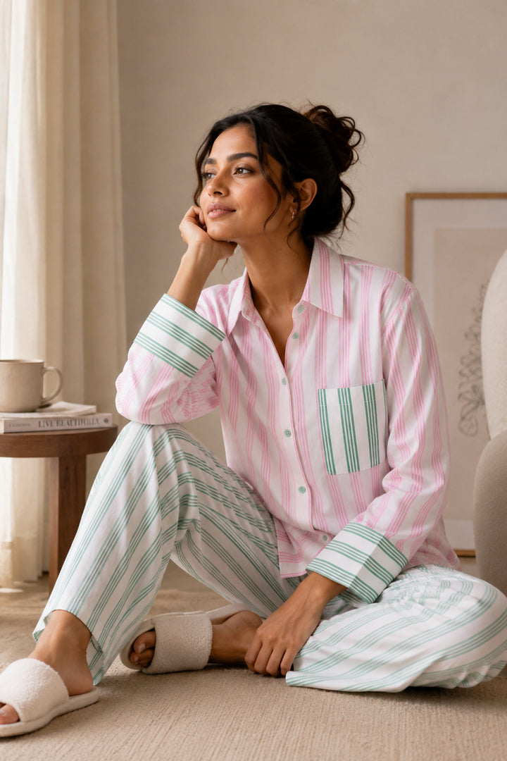 Soft Pop Stripe Cotton Sleep Set