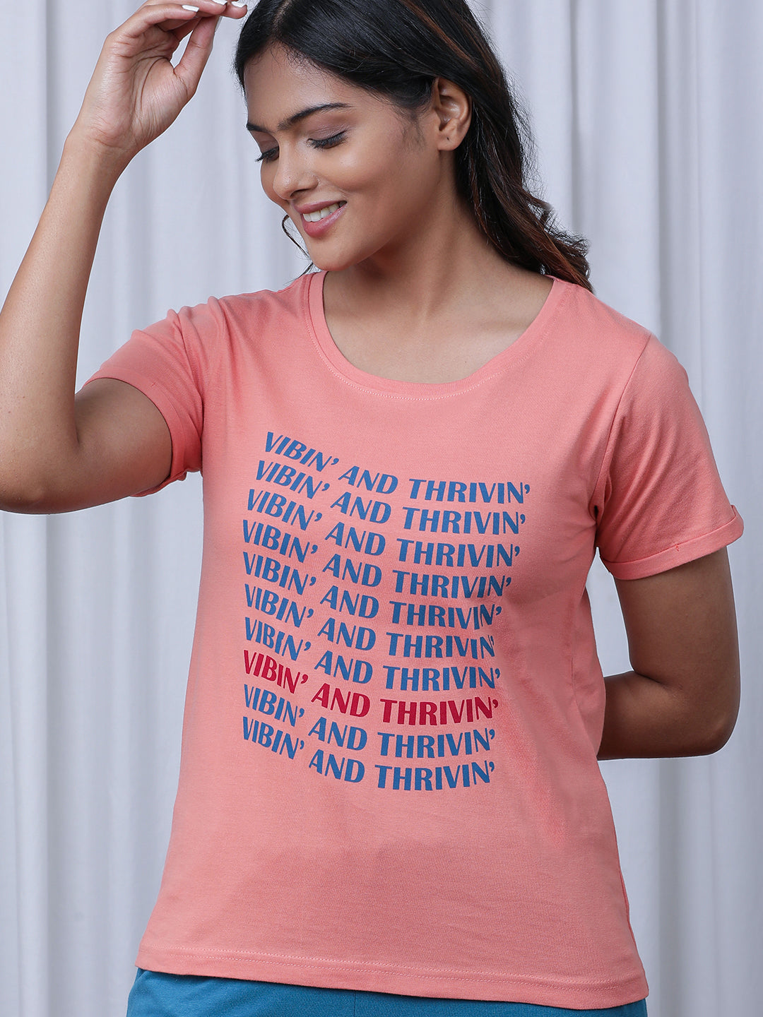 Typography Printed Pure Cotton Night Suit