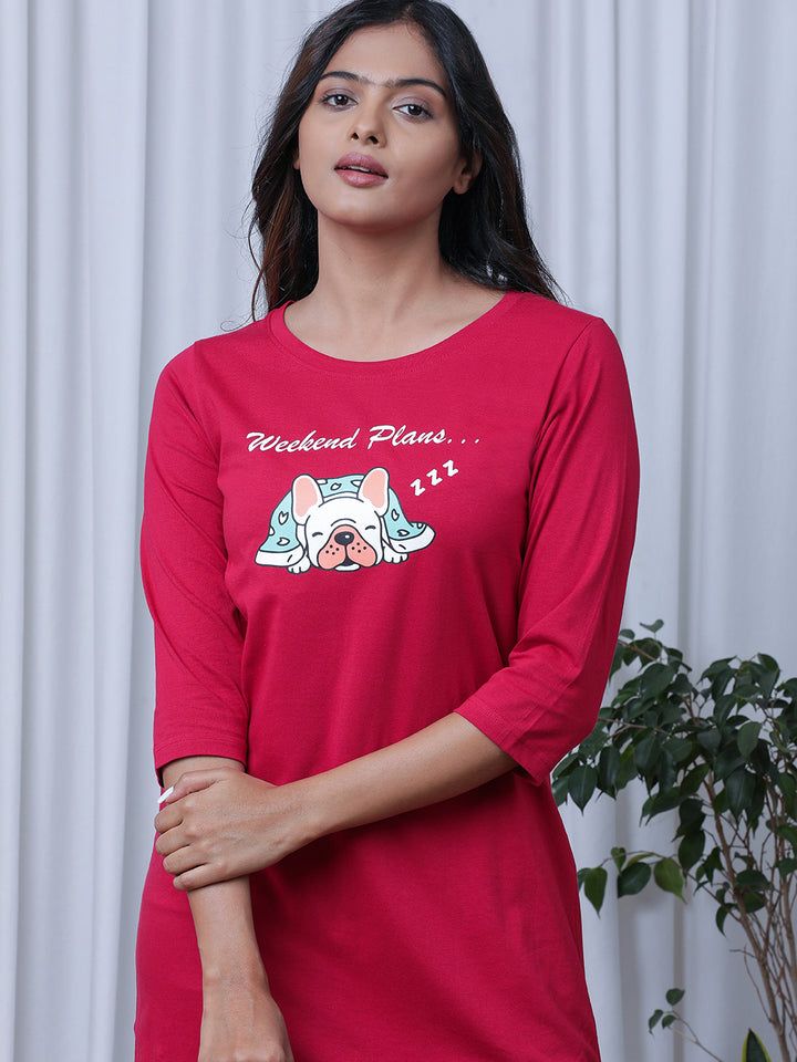 Printed Pure Cotton T-shirt Nightdress