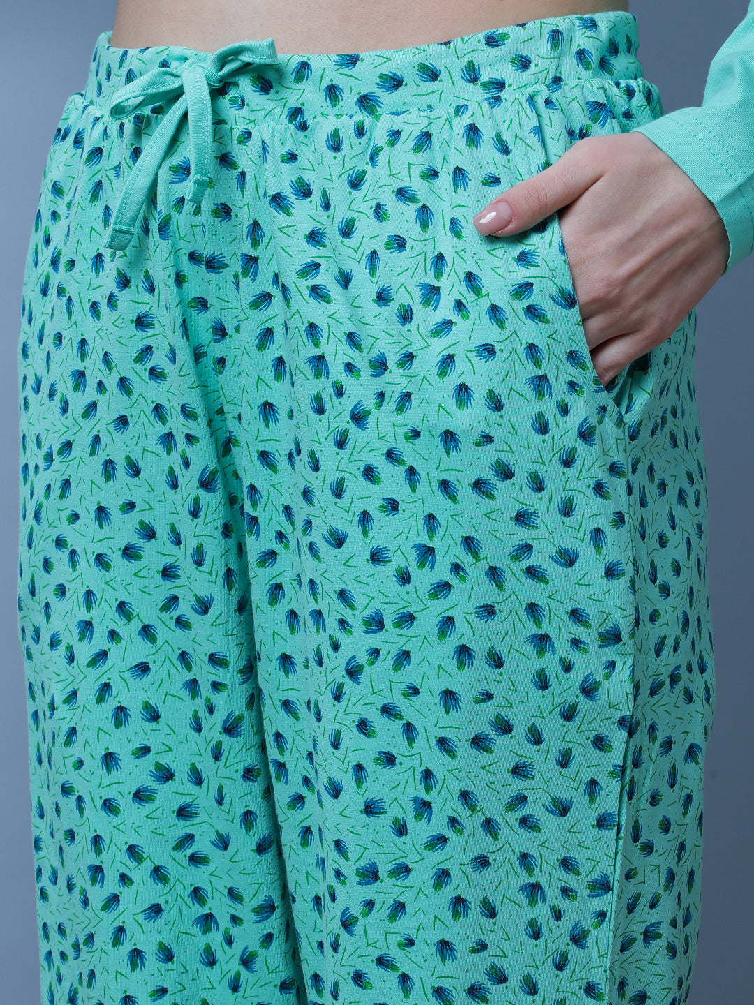 Abstract Printed Long Sleeves Pure Cotton Night suit
