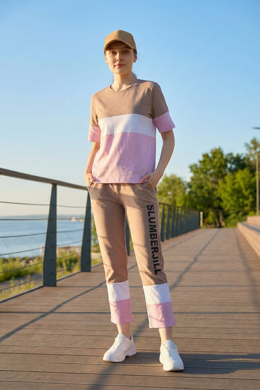 SLUMBER EVERYDAY AMBER GLOW LOUNGE SET MADE OF COTTON