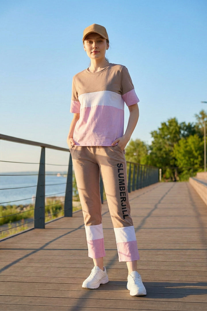 SLUMBER EVERYDAY AMBER GLOW LOUNGE SET MADE OF COTTON