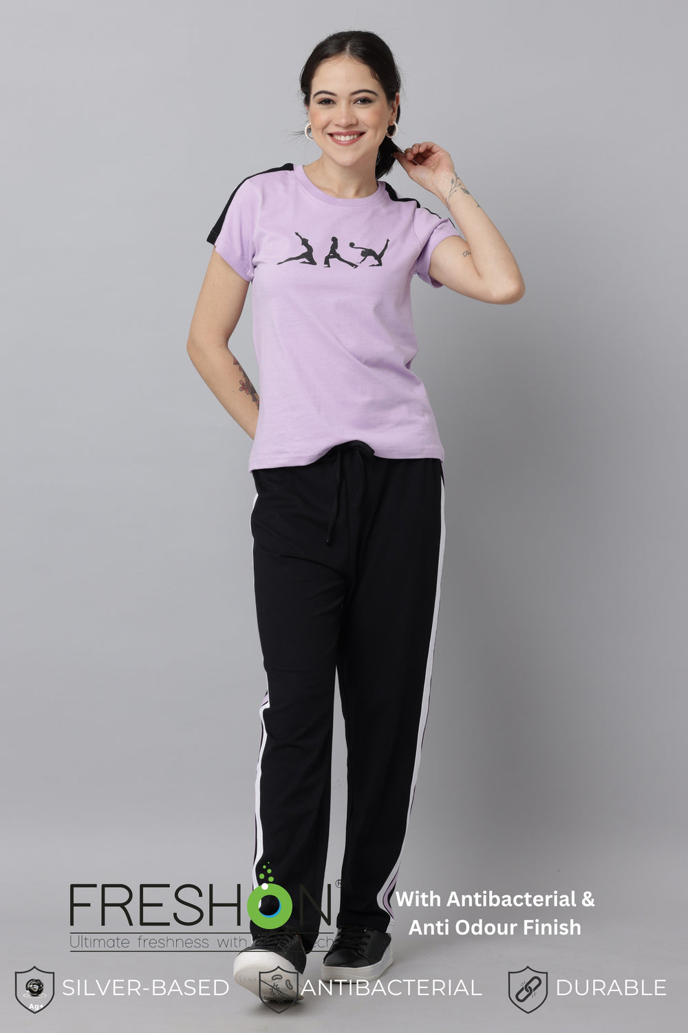 Orchid Bloom T Shirt and Pant Set for Ladies